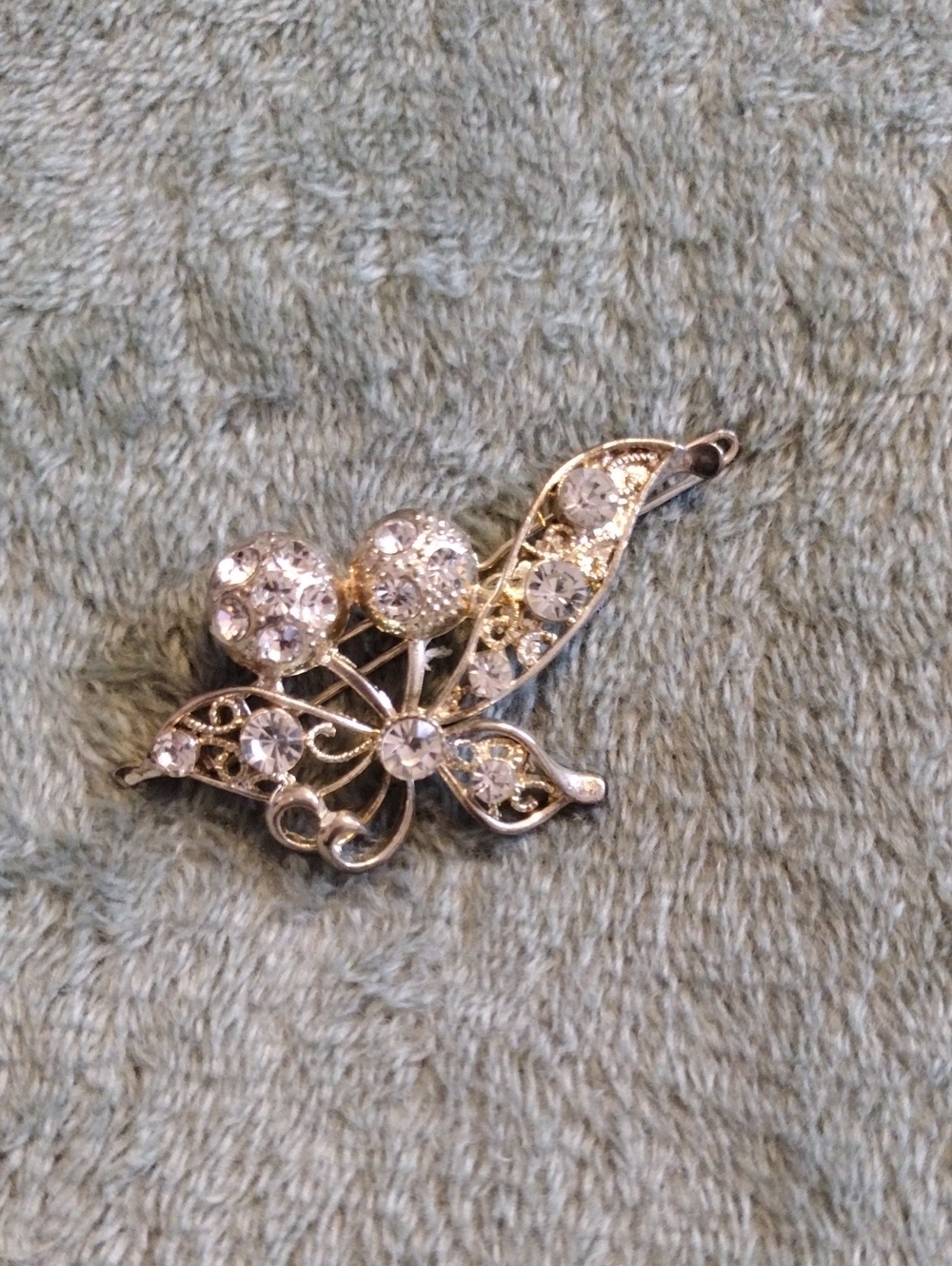 Silver-Tone Crystal Floral Hair Clip